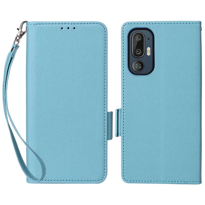 For HTC U24 Pro 5G Case Litchi Texture Leather Phone Cover with Strap