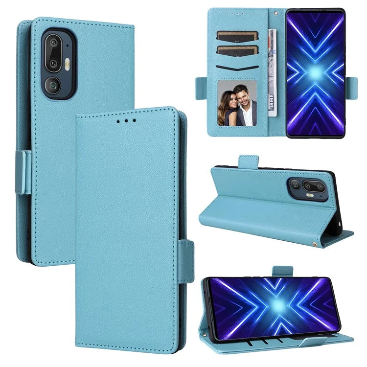 For HTC U24 Pro 5G Case Litchi Texture Leather Phone Cover with Strap