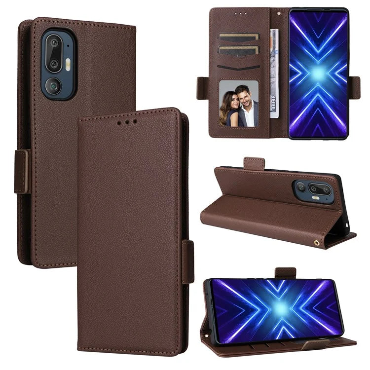 For HTC U24 Pro 5G Case Litchi Texture Leather Phone Cover with Strap