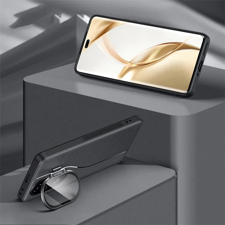 For Honor 200 Pro 5G Case Leather+TPU+PC Anti-Scratch Phone Cover with Camera Cover Kickstand