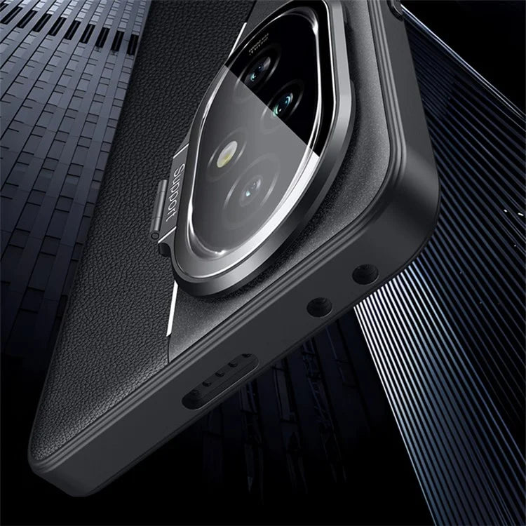 For Honor 200 Pro 5G Case Leather+TPU+PC Anti-Scratch Phone Cover with Camera Cover Kickstand