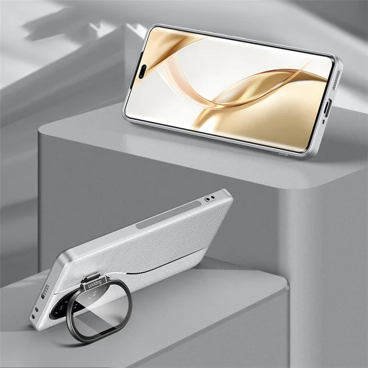 For Honor 200 Pro 5G Case Leather+TPU+PC Anti-Scratch Phone Cover with Camera Cover Kickstand