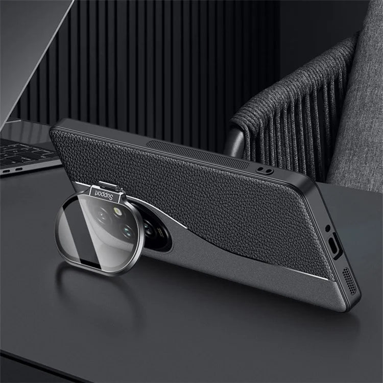 For Honor 200 Pro 5G Case Leather+TPU+PC Anti-Scratch Phone Cover with Camera Cover Kickstand