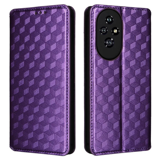For Honor 200 5G Case Rhombus Leather Phone Cover Magnetic Absorption