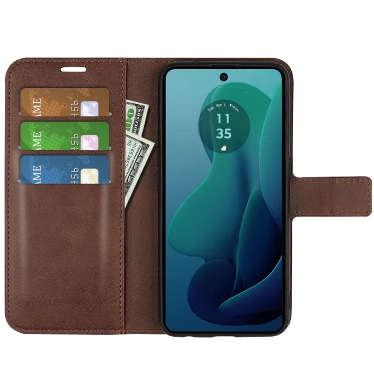 For Motorola Moto G 5G (2024) Wallet Case Calf Texture Leather Phone Cover