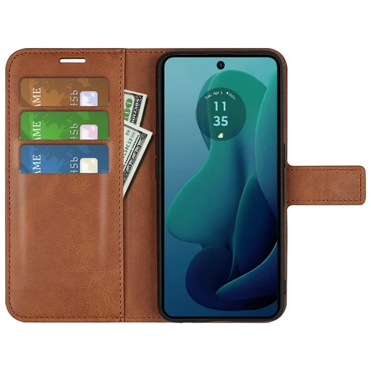 For Motorola Moto G 5G (2024) Wallet Case Calf Texture Leather Phone Cover