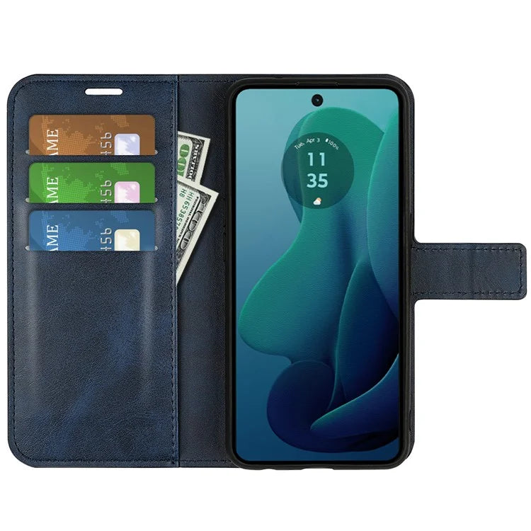 For Motorola Moto G 5G (2024) Wallet Case Calf Texture Leather Phone Cover