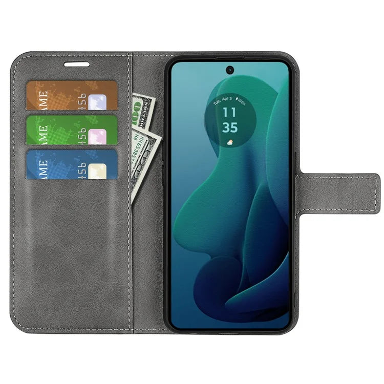 For Motorola Moto G 5G (2024) Wallet Case Calf Texture Leather Phone Cover