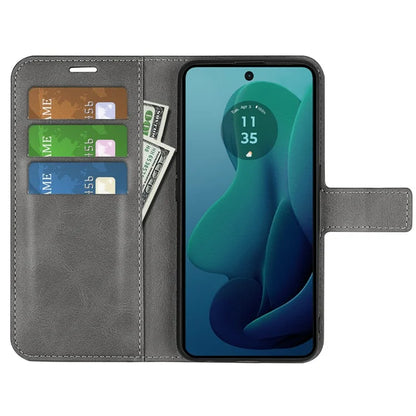 For Motorola Moto G 5G (2024) Wallet Case Calf Texture Leather Phone Cover