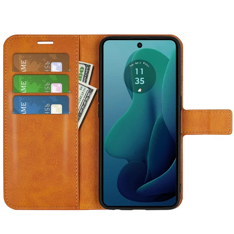 For Motorola Moto G 5G (2024) Wallet Case Calf Texture Leather Phone Cover