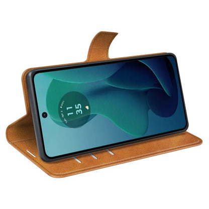 For Motorola Moto G 5G (2024) Wallet Case Calf Texture Leather Phone Cover