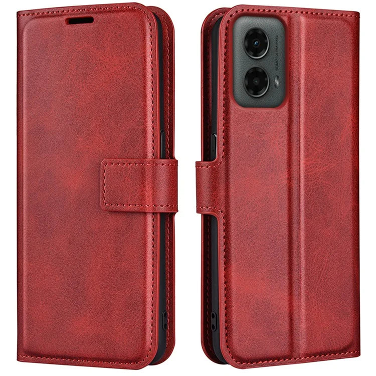 For Motorola Moto G 5G (2024) Wallet Case Calf Texture Leather Phone Cover