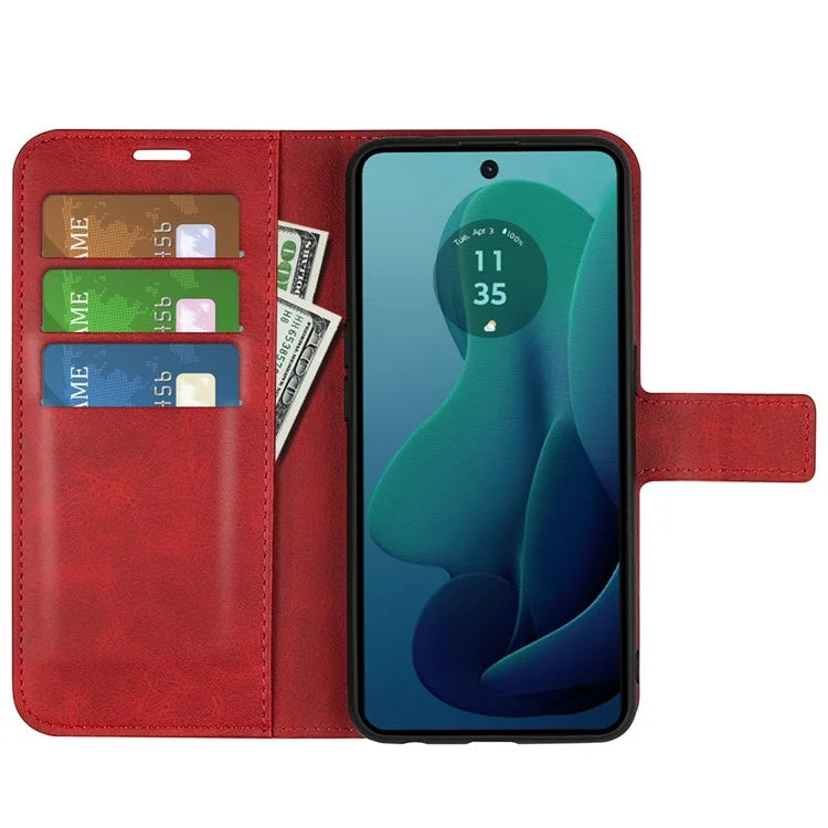 For Motorola Moto G 5G (2024) Wallet Case Calf Texture Leather Phone Cover