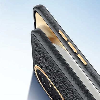 For Honor 200 5G Phone Case Metal Lens Frame PU Leather+TPU Shockproof Cover