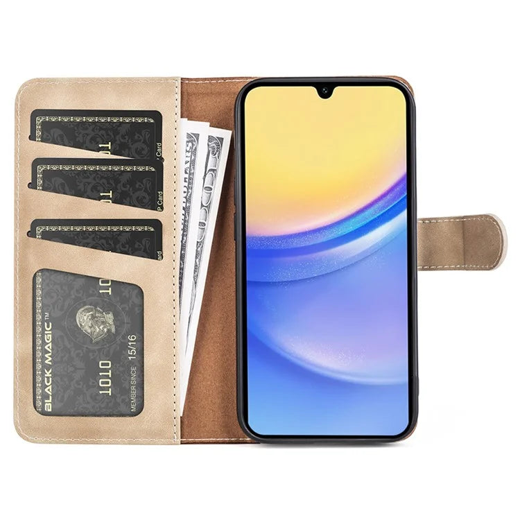 For Samsung Galaxy M15 5G Case Dual Color Splicing Phone Leather Cover