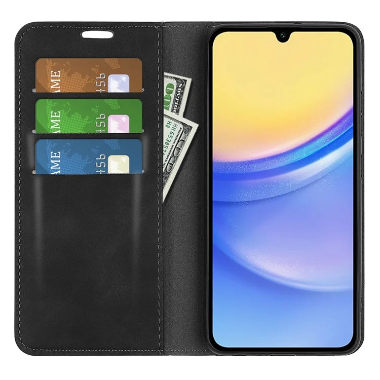 For Samsung Galaxy M15 5G Case Skin Feel Anti-Scratch Leather Wallet Phone Cover