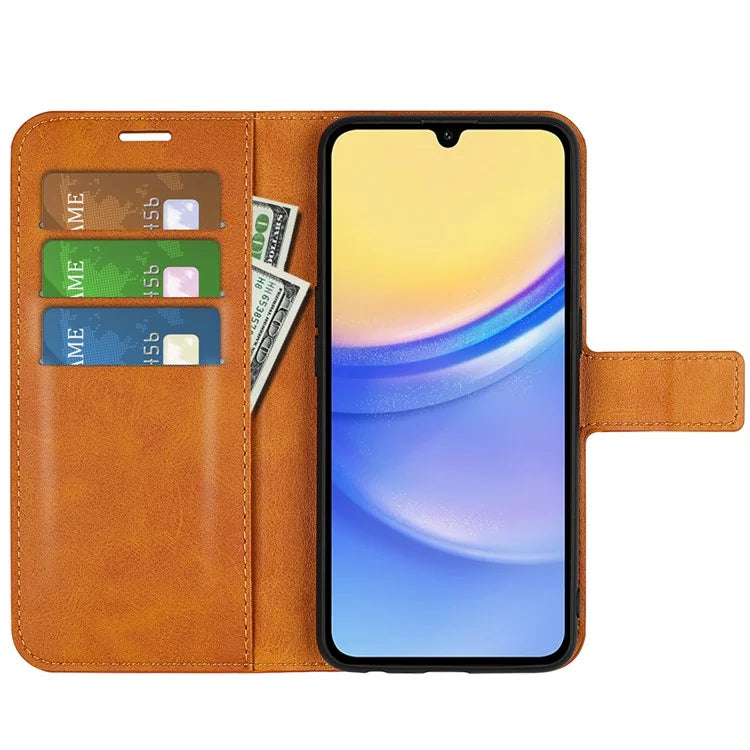 For Samsung Galaxy M15 5G Case Leather Magnetic Clasp Wallet Phone Cover Calf Texture