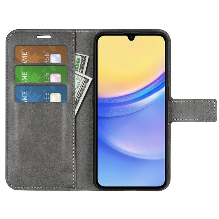 For Samsung Galaxy M15 5G Case Leather Magnetic Clasp Wallet Phone Cover Calf Texture