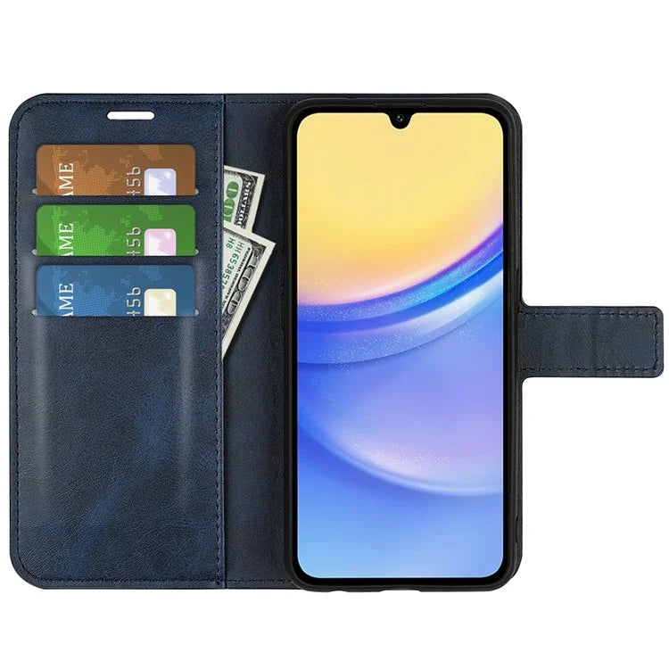 For Samsung Galaxy M15 5G Case Leather Magnetic Clasp Wallet Phone Cover Calf Texture