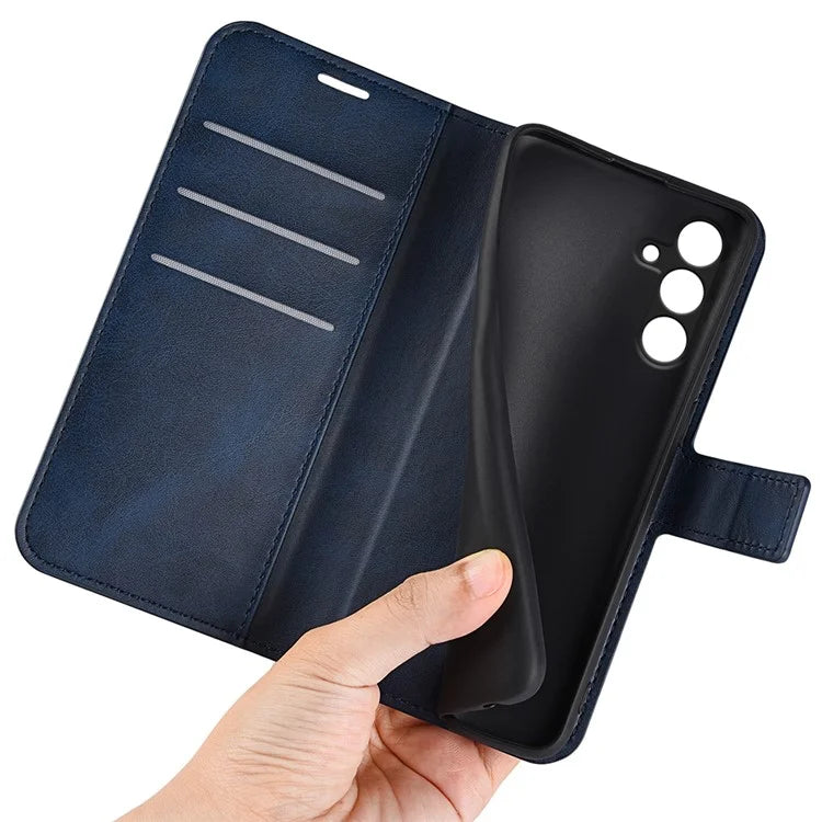 For Samsung Galaxy M15 5G Case Leather Magnetic Clasp Wallet Phone Cover Calf Texture
