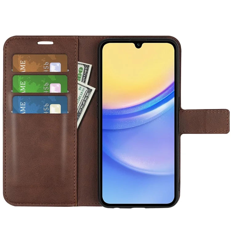 For Samsung Galaxy M15 5G Case Leather Magnetic Clasp Wallet Phone Cover Calf Texture