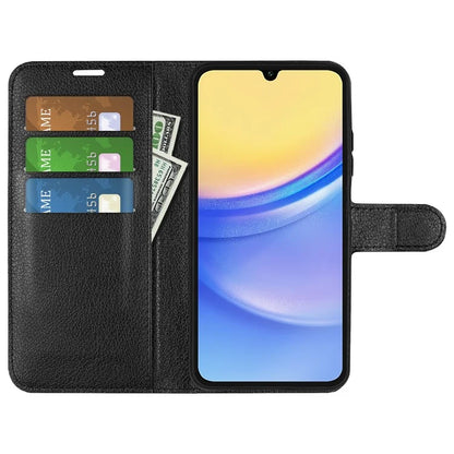 For Samsung Galaxy M15 5G Case Litchi Texture Leather Phone Cover Card Slot Magnetic Clasp