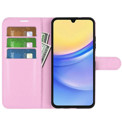 For Samsung Galaxy M15 5G Case Litchi Texture Leather Phone Cover Card Slot Magnetic Clasp