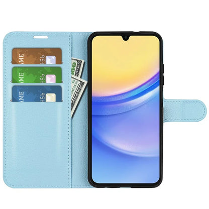 For Samsung Galaxy M15 5G Case Litchi Texture Leather Phone Cover Card Slot Magnetic Clasp