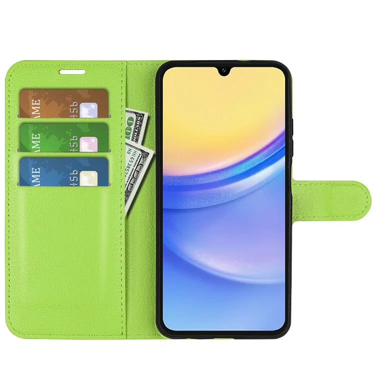 For Samsung Galaxy M15 5G Case Litchi Texture Leather Phone Cover Card Slot Magnetic Clasp