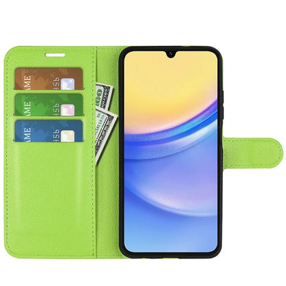 For Samsung Galaxy M15 5G Case Litchi Texture Leather Phone Cover Card Slot Magnetic Clasp