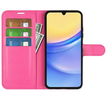 For Samsung Galaxy M15 5G Case Litchi Texture Leather Phone Cover Card Slot Magnetic Clasp