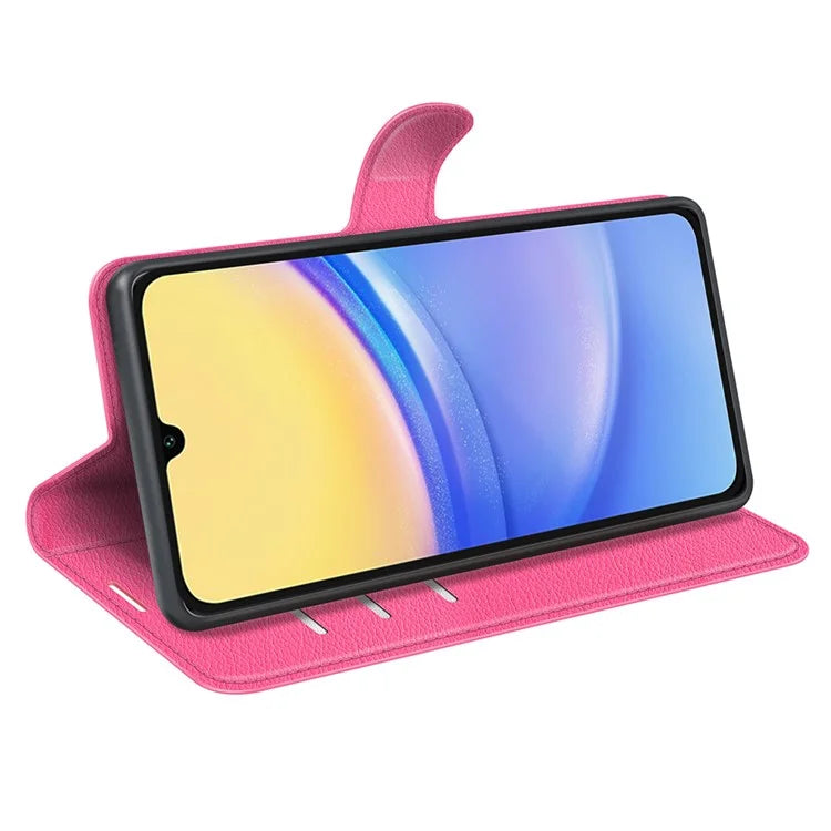 For Samsung Galaxy M15 5G Case Litchi Texture Leather Phone Cover Card Slot Magnetic Clasp