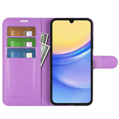 For Samsung Galaxy M15 5G Case Litchi Texture Leather Phone Cover Card Slot Magnetic Clasp