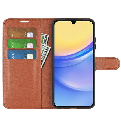 For Samsung Galaxy M15 5G Case Litchi Texture Leather Phone Cover Card Slot Magnetic Clasp