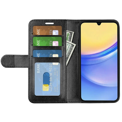 For Samsung Galaxy M15 5G Case Folio Flip Leather Phone Cover Crazy Horse Texture