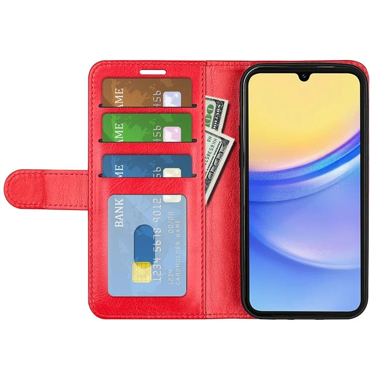 For Samsung Galaxy M15 5G Case Folio Flip Leather Phone Cover Crazy Horse Texture