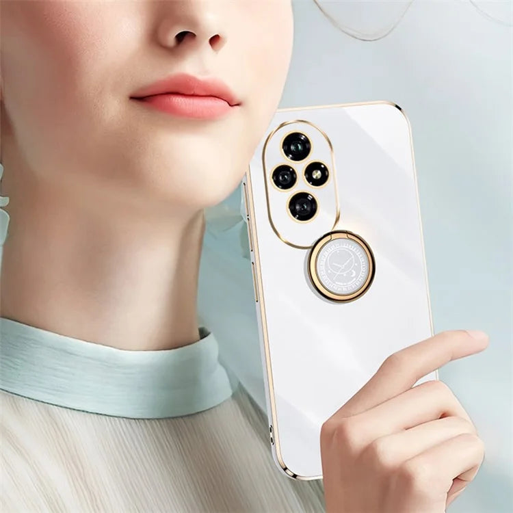 XINLI For Honor 200 5G Case Ring Holder Kickstand Electroplating Soft TPU Cover