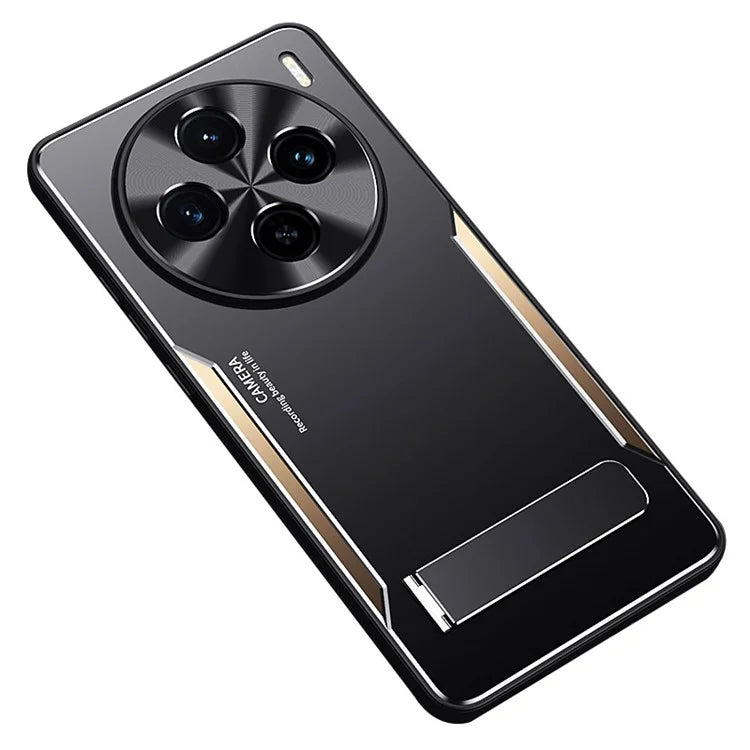 For vivo X100s 5G Kickstand Phone Case Aluminum Alloy + TPU Shockproof Phone Cover