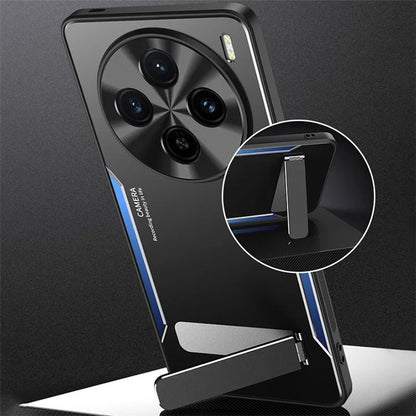 For vivo X100s 5G Kickstand Phone Case Aluminum Alloy + TPU Shockproof Phone Cover
