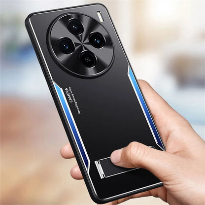 For vivo X100s 5G Kickstand Phone Case Aluminum Alloy + TPU Shockproof Phone Cover