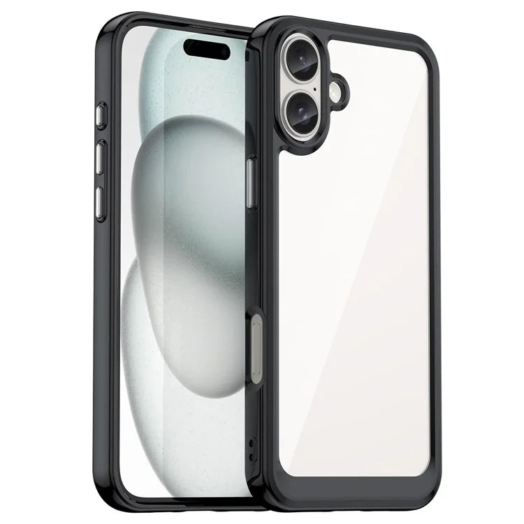 For iPhone 16 Plus Case TPU Frame Clear Acrylic Back Phone Cover