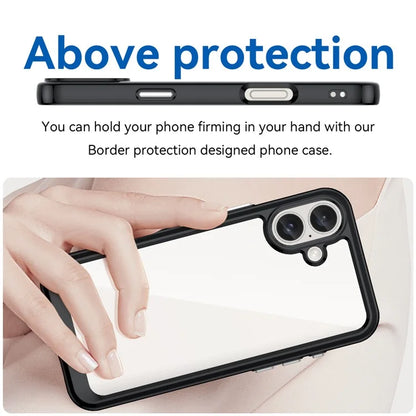For iPhone 16 Plus Case TPU Frame Clear Acrylic Back Phone Cover