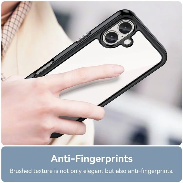 For iPhone 16 Plus Case TPU Frame Clear Acrylic Back Phone Cover
