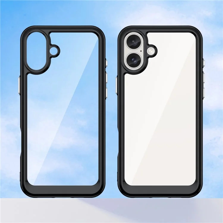 For iPhone 16 Plus Case TPU Frame Clear Acrylic Back Phone Cover