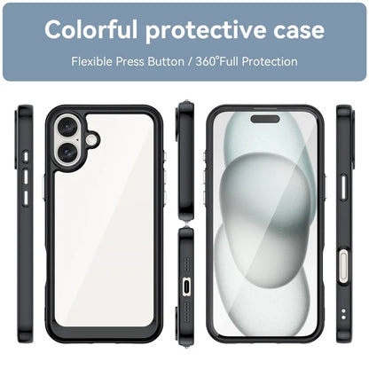 For iPhone 16 Plus Case TPU Frame Clear Acrylic Back Phone Cover