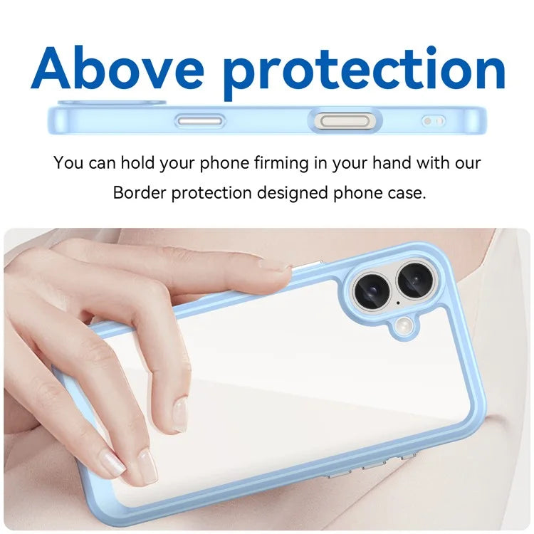 For iPhone 16 Plus Case TPU Frame Clear Acrylic Back Phone Cover