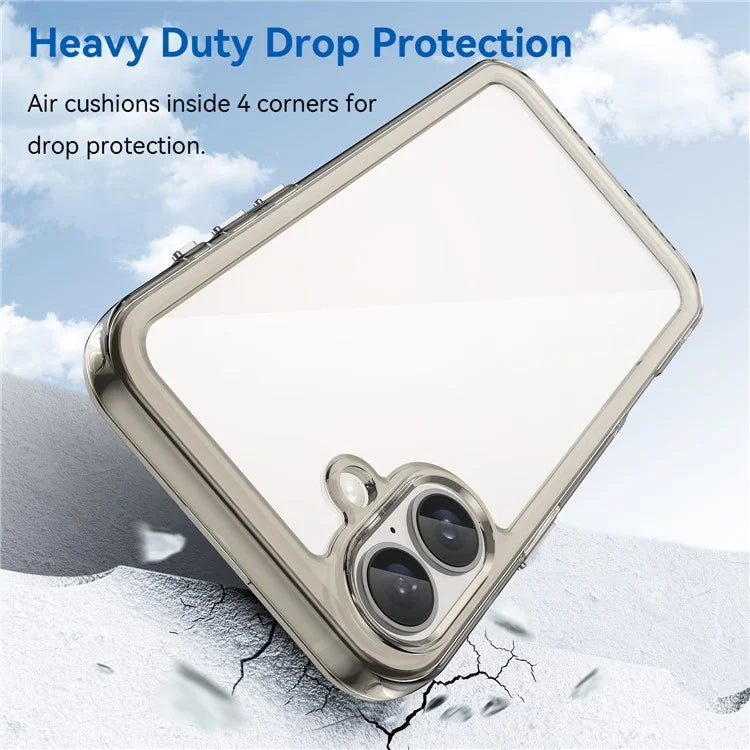 For iPhone 16 Plus Case TPU Frame Clear Acrylic Back Phone Cover