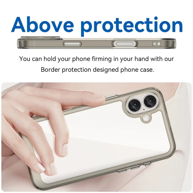 For iPhone 16 Plus Case TPU Frame Clear Acrylic Back Phone Cover