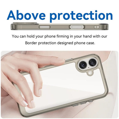 For iPhone 16 Plus Case TPU Frame Clear Acrylic Back Phone Cover