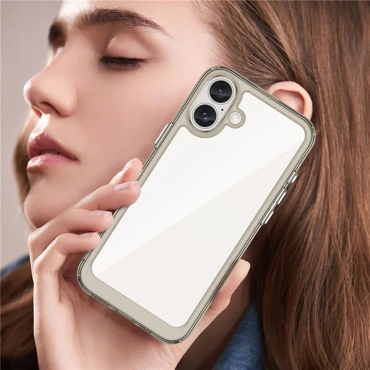 For iPhone 16 Plus Case TPU Frame Clear Acrylic Back Phone Cover